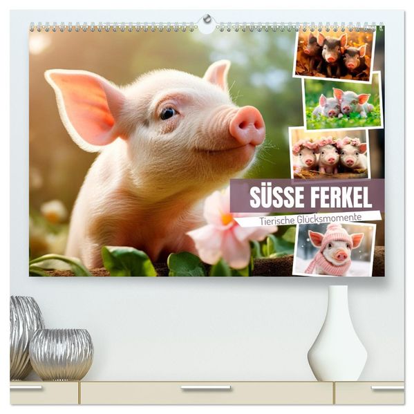 Süße Ferkel - Tierische Glücksmomente (hochwertiger Premium Wandkalender 2027 DIN A2 quer) Kunstdruck in Hochglanz