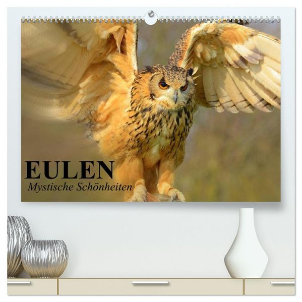 Eulen. Mystische Schönheiten (hochwertiger Premium Wandkalender 2027 DIN A2 quer) Kunstdruck in Hochglanz