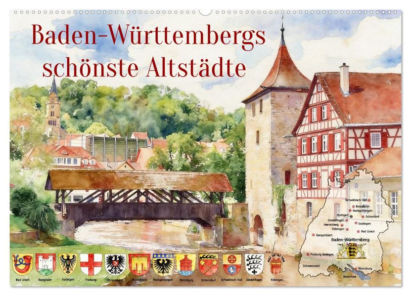 Baden-Württembergs schönste Altstädte (Wandkalender 2027 DIN A2 quer) CALVENDO Monatskalender