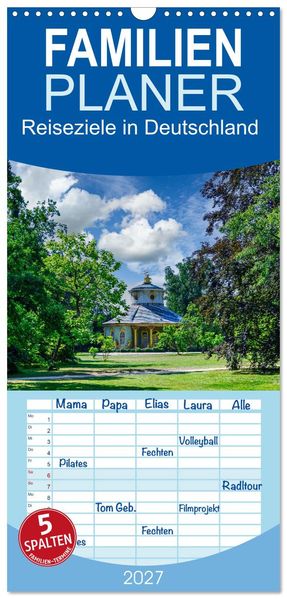 Familienplaner 2027 - Reiseziele in Deutschland mit 5 Spalten (Wandkalender 21 x 45 cm) CALVENDO