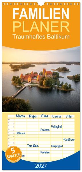 Familienplaner 2027 - Traumhaftes Baltikum mit 5 Spalten (Wandkalender 21 x 45 cm) CALVENDO