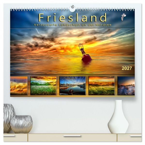 Friesland verzauberte Landschaft an der Nordsee (hochwertiger Premium Wandkalender 2027 DIN A2 quer) Kunstdruck in Hochglanz