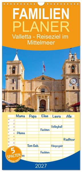 Familienplaner 2027 - Valletta - Reiseziel im Mittelmeer mit 5 Spalten (Wandkalender 21 x 45 cm) CALVENDO