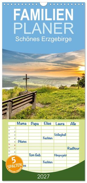 Familienplaner 2027 - Schönes Erzgebirge mit 5 Spalten (Wandkalender 21 x 45 cm) CALVENDO