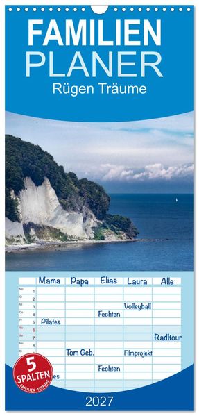 Familienplaner 2027 - Rügen Träume mit 5 Spalten (Wandkalender 21 x 45 cm) CALVENDO
