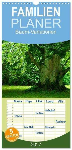 Familienplaner 2027 - Baum-Variationen mit 5 Spalten (Wandkalender 21 x 45 cm) CALVENDO