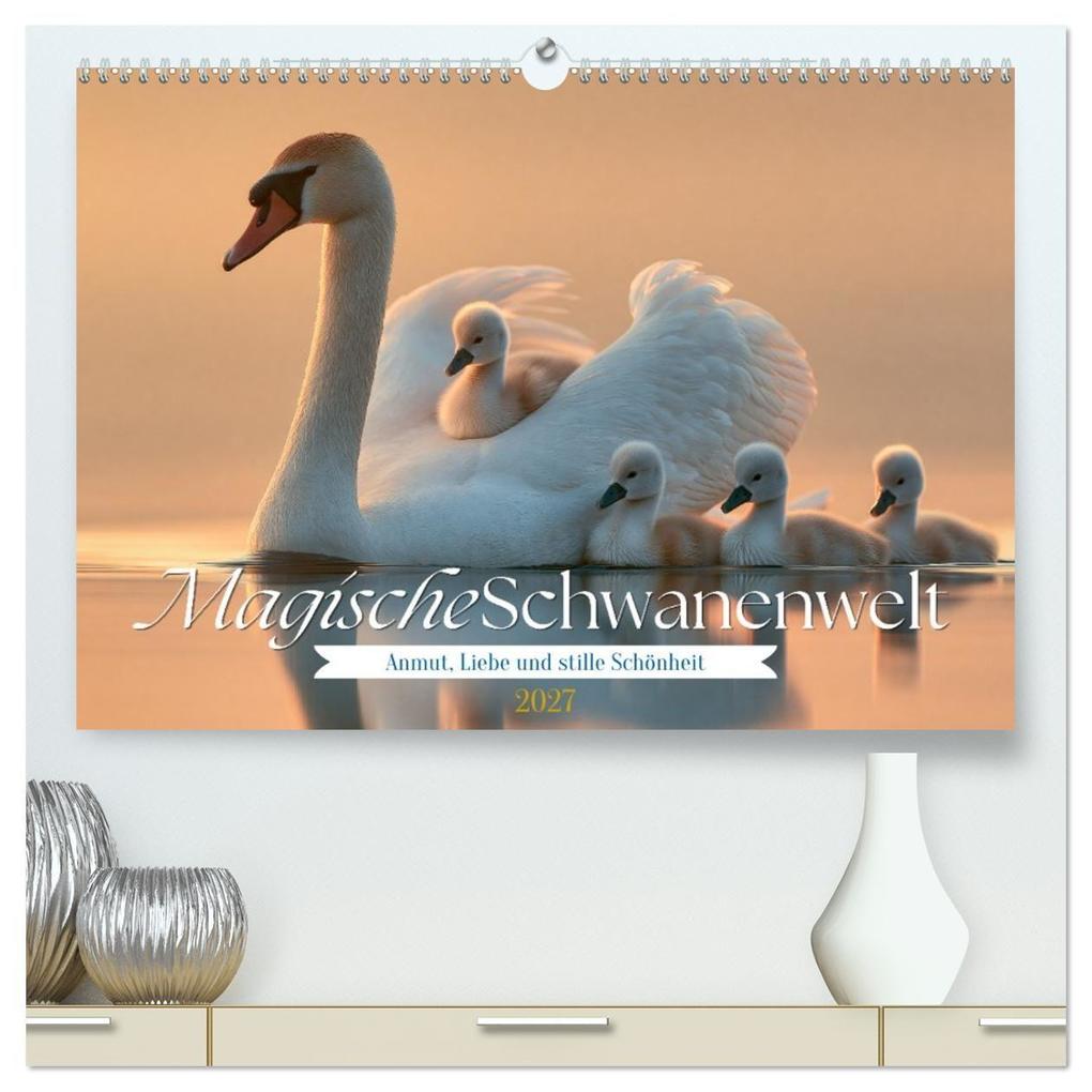 Magische Schwanenwelt (hochwertiger Premium Wandkalender 2027 DIN A2 quer) Kunstdruck in Hochglanz