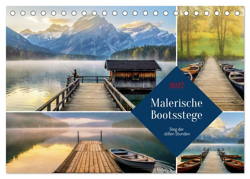Malerische Bootsstege (Tischkalender 2027 DIN A5 quer) CALVENDO Monatskalender