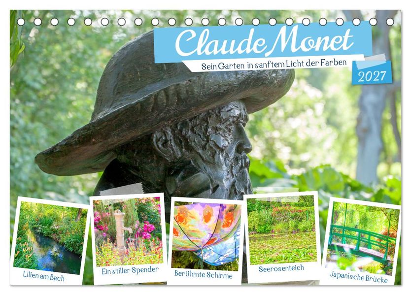 Claude Monet - Sein Garten in sanftem Licht (Tischkalender 2027 DIN A5 quer) CALVENDO Monatskalender