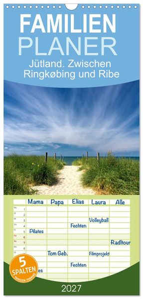 Familienplaner 2027 - Jütland. Zwischen Ringkøbing und Ribe mit 5 Spalten (Wandkalender 21 x 45 cm) CALVENDO