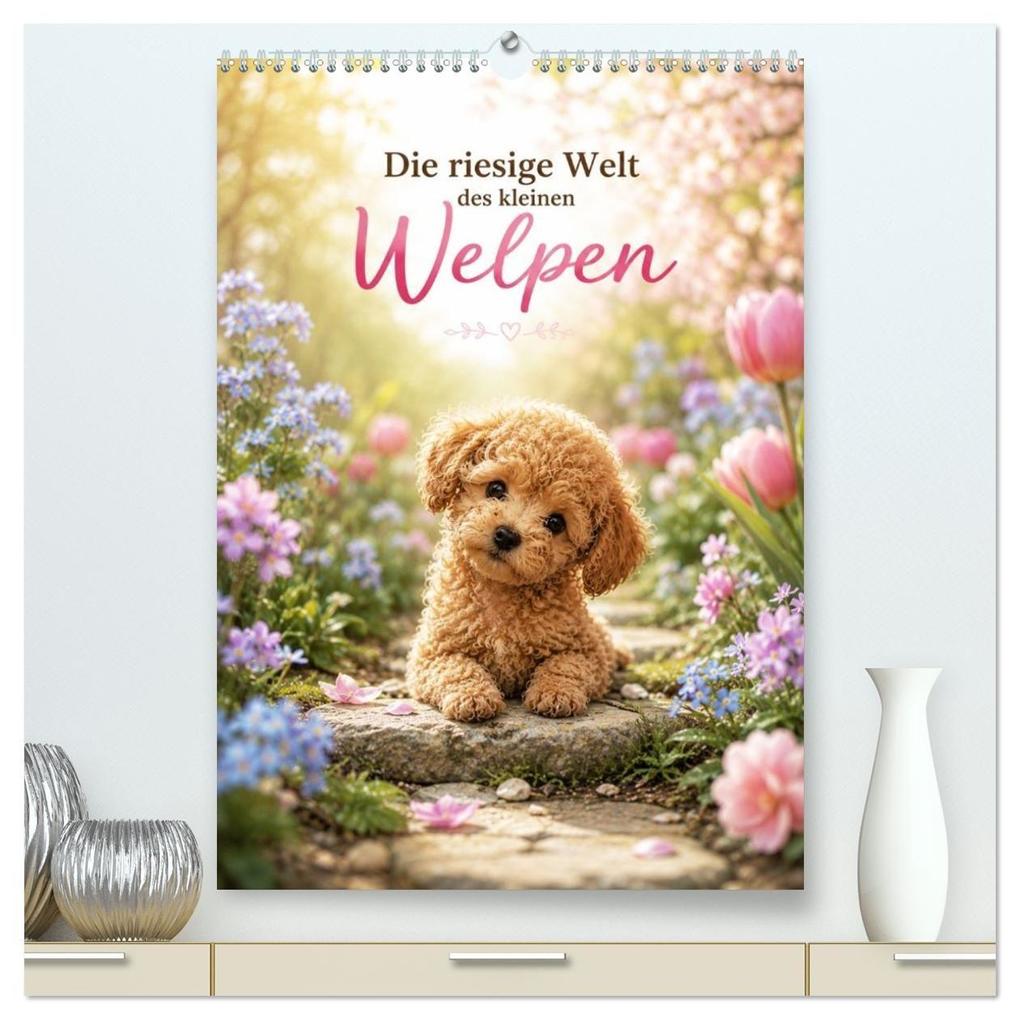 Die riesige Welt des kleinen Welpen (hochwertiger Premium Wandkalender 2027 DIN A2 hoch) Kunstdruck in Hochglanz