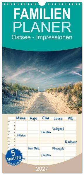 Familienplaner 2027 - Ostsee - Impressionen mit 5 Spalten (Wandkalender 21 x 45 cm) CALVENDO