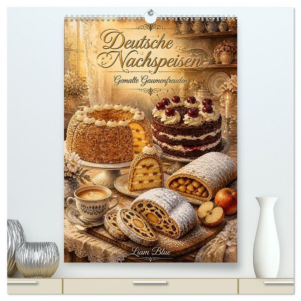Deutsche Nachspeisen - Gemalte Gaumenfreuden (hochwertiger Premium Wandkalender 2027 DIN A2 hoch) Kunstdruck in Hochglanz