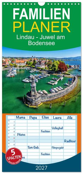 Familienplaner 2027 - Lindau - Juwel am Bodensee mit 5 Spalten (Wandkalender 21 x 45 cm) CALVENDO