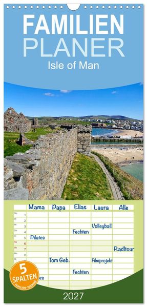 Familienplaner 2027 - Isle of Man mit 5 Spalten (Wandkalender 21 x 45 cm) CALVENDO