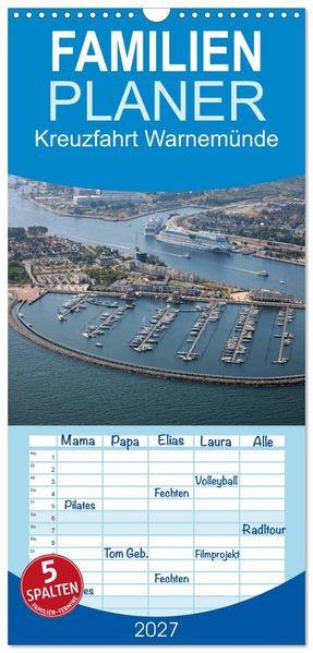 Familienplaner 2027 - Kreuzfahrt Warnemünde mit 5 Spalten (Wandkalender 21 x 45 cm) CALVENDO
