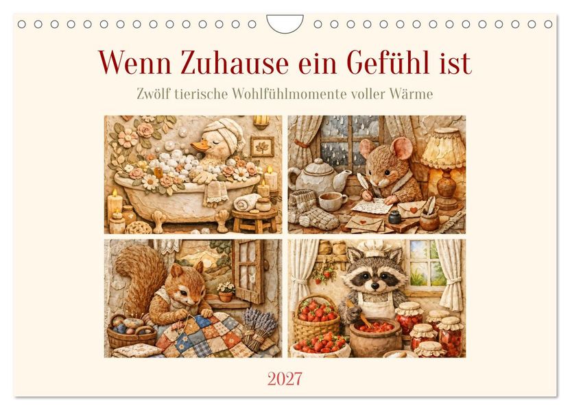 Wenn Zuhause ein Gefühl ist - Zwölf tierische Wohlfühlmomente voller Wärme (Wandkalender 2027 DIN A4 quer) CALVENDO Monatskalender