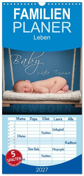 Familienplaner 2027 - Baby - süße Träume mit 5 Spalten (Wandkalender 21 x 45 cm) CALVENDO