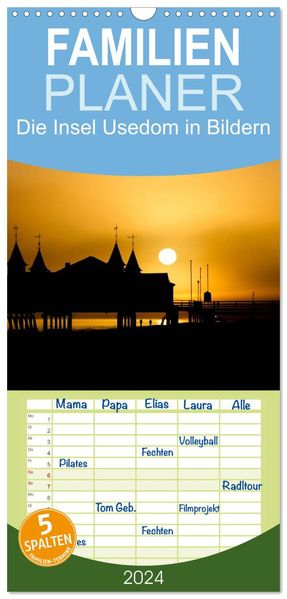 Familienplaner 2027 - Die Insel Usedom in Bildern mit 5 Spalten (Wandkalender 21 x 45 cm) CALVENDO