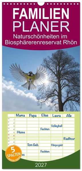 Familienplaner 2027 - Naturschönheiten im Biosphärerenreservat Rhön mit 5 Spalten (Wandkalender 21 x 45 cm) CALVENDO