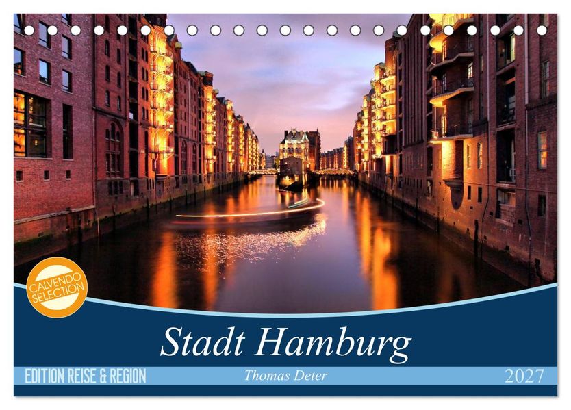 Stadt Hamburg (Tischkalender 2027 DIN A5 quer) CALVENDO Monatskalender