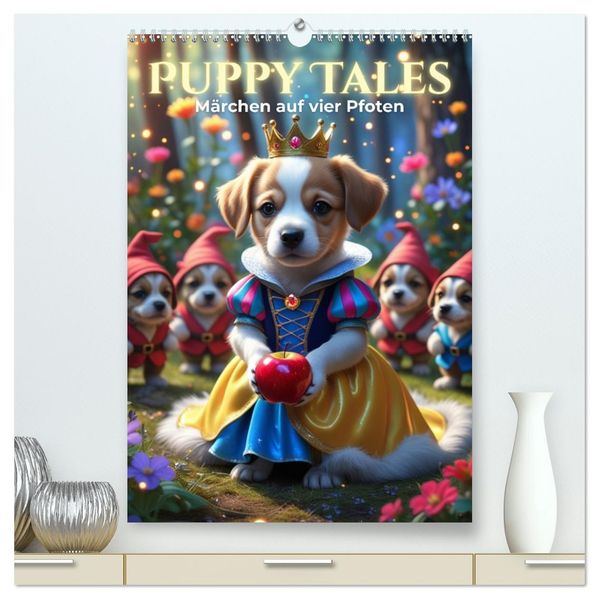 Puppy Tales - Märchen auf vier Pfoten (hochwertiger Premium Wandkalender 2027 DIN A2 hoch) Kunstdruck in Hochglanz