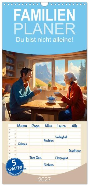 Familienplaner 2027 - Du bist nicht alleine! mit 5 Spalten (Wandkalender 21 x 45 cm) CALVENDO