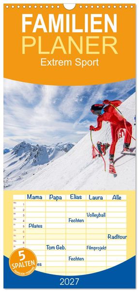 Familienplaner 2027 - Extrem Sport mit 5 Spalten (Wandkalender 21 x 45 cm) CALVENDO
