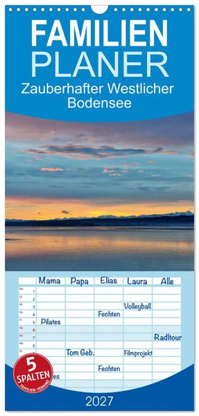 Familienplaner 2027 - Zauberhafter Westlicher Bodensee mit 5 Spalten (Wandkalender 21 x 45 cm) CALVENDO
