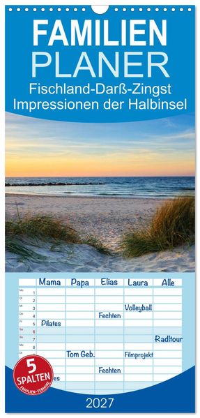 Familienplaner 2027 - Fischland-Darß-Zingst Impressionen der Halbinsel mit 5 Spalten (Wandkalender 21 x 45 cm) CALVENDO