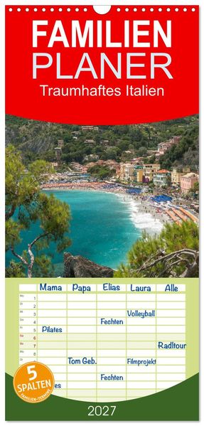Familienplaner 2027 - Traumhaftes Italien mit 5 Spalten (Wandkalender 21 x 45 cm) CALVENDO