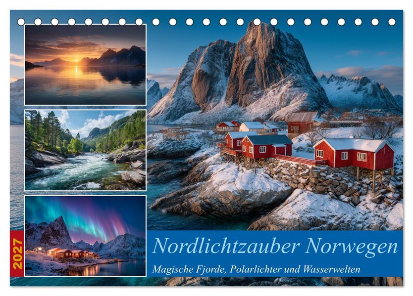Nordlichtzauber Norwegen (Tischkalender 2027 DIN A5 quer) CALVENDO Monatskalender