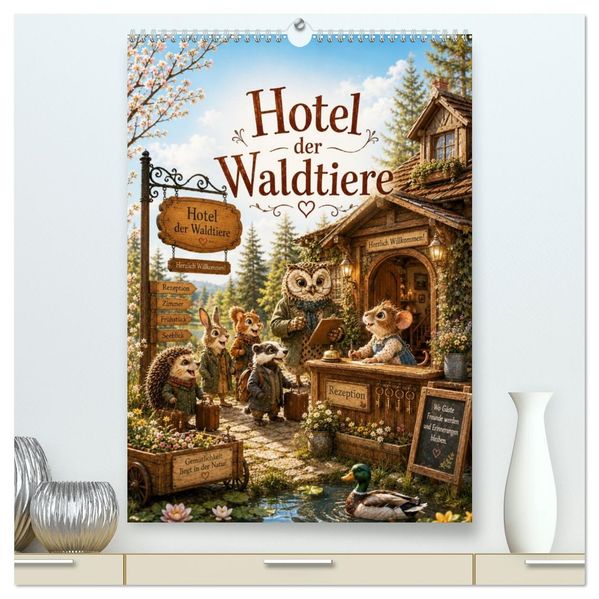 Hotel der Waldtiere (hochwertiger Premium Wandkalender 2027 DIN A2 hoch) Kunstdruck in Hochglanz