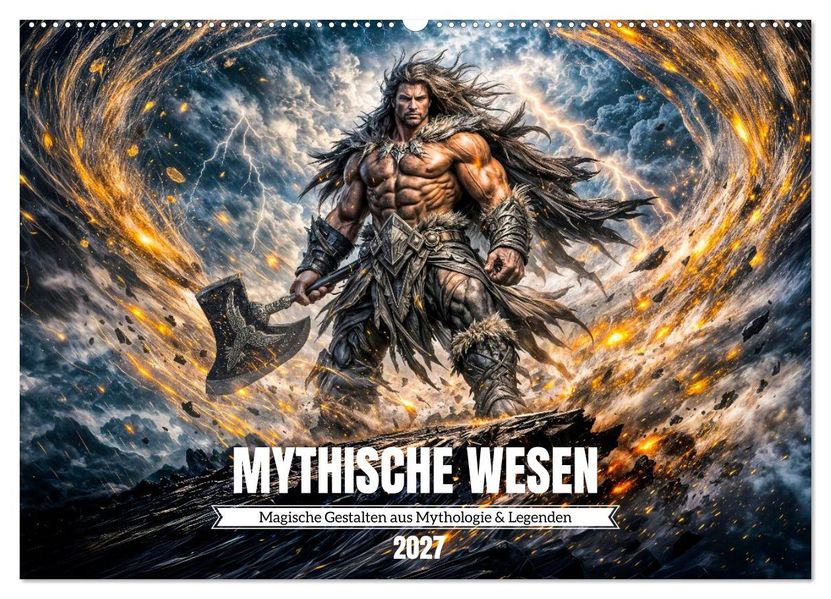 Mythische Wesen - Magische Gestalten aus Mythologie und Legenden (Wandkalender 2027 DIN A2 quer) CALVENDO Monatskalender