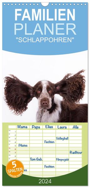 Familienplaner 2027 - 'SCHLAPPOHREN' mit 5 Spalten (Wandkalender 21 x 45 cm) CALVENDO