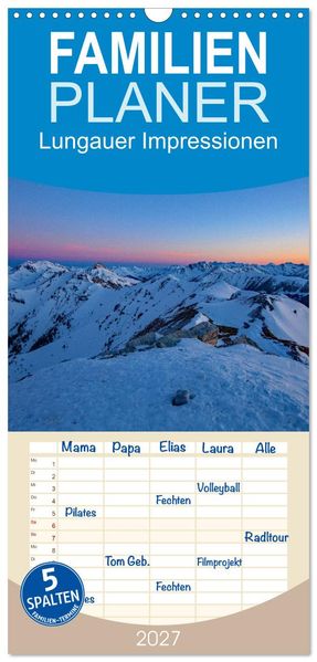 Familienplaner 2027 - Lungauer Impressionen mit 5 Spalten (Wandkalender 21 x 45 cm) CALVENDO