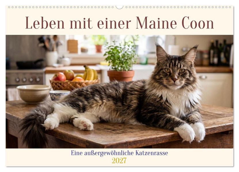 Leben mit einer Maine Coon (Wandkalender 2027 DIN A2 quer) CALVENDO Monatskalender