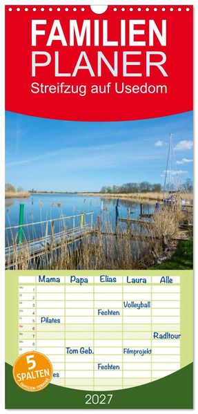 Familienplaner 2027 - Streifzug auf Usedom mit 5 Spalten (Wandkalender 21 x 45 cm) CALVENDO