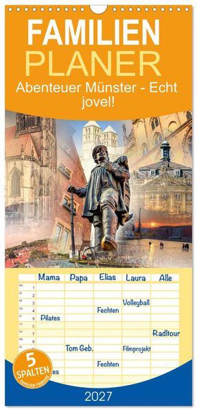 Familienplaner 2027 - Abenteuer Münster - Echt jovel! mit 5 Spalten (Wandkalender 21 x 45 cm) CALVENDO