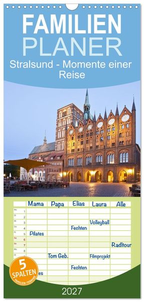 Familienplaner 2027 - Stralsund - Momente einer Reise mit 5 Spalten (Wandkalender 21 x 45 cm) CALVENDO