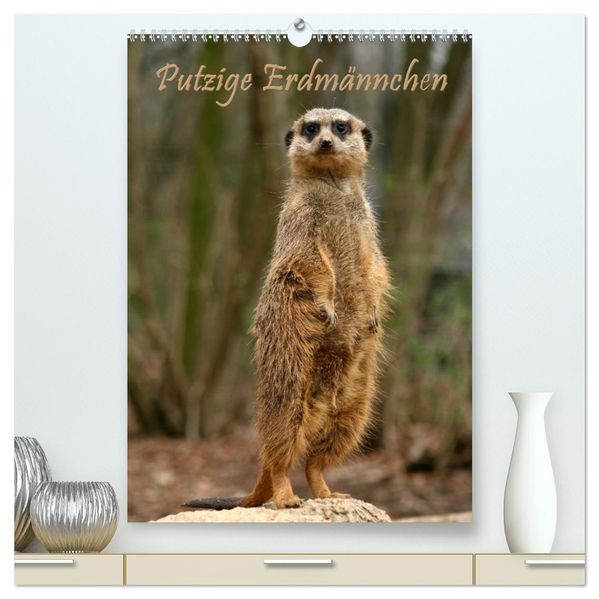 Erdmännchen / Terminplaner (hochwertiger Premium Wandkalender 2027 DIN A2 hoch) Kunstdruck in Hochglanz