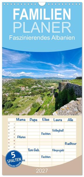 Familienplaner 2027 - Faszinierendes Albanien mit 5 Spalten (Wandkalender 21 x 45 cm) CALVENDO