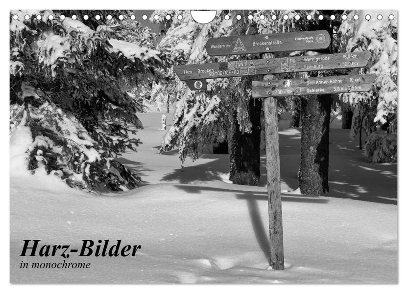 Harz-Bilder in monochrome (Wandkalender 2027 DIN A4 quer) CALVENDO Monatskalender