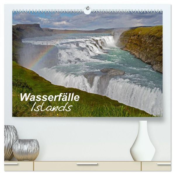 Wasserfälle Islands (hochwertiger Premium Wandkalender 2027 DIN A2 quer) Kunstdruck in Hochglanz
