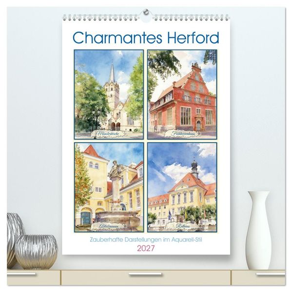 Charmantes Herford (hochwertiger Premium Wandkalender 2027 DIN A2 hoch) Kunstdruck in Hochglanz