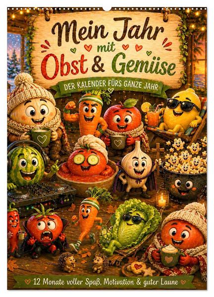Frucht & Gemüse mit Gefühl (Wandkalender 2027 DIN A2 hoch) CALVENDO Monatskalender