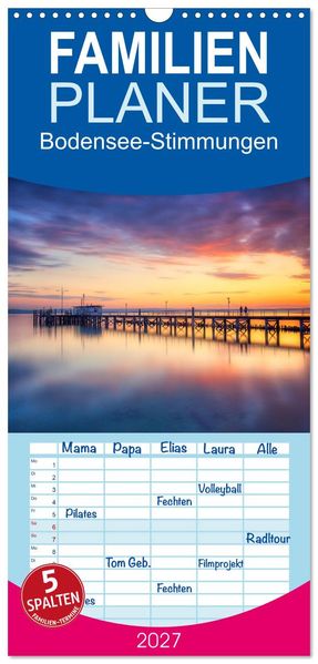 Familienplaner 2027 - Bodensee-Stimmungen mit 5 Spalten (Wandkalender 21 x 45 cm) CALVENDO