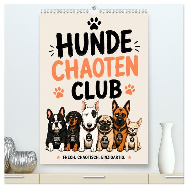 Hundechaoten Club (hochwertiger Premium Wandkalender 2027 DIN A2 hoch) Kunstdruck in Hochglanz