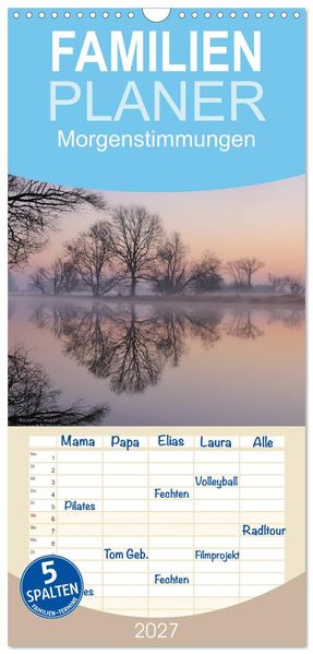Familienplaner 2027 - Morgenstimmungen 2027 mit 5 Spalten (Wandkalender 21 x 45 cm) CALVENDO