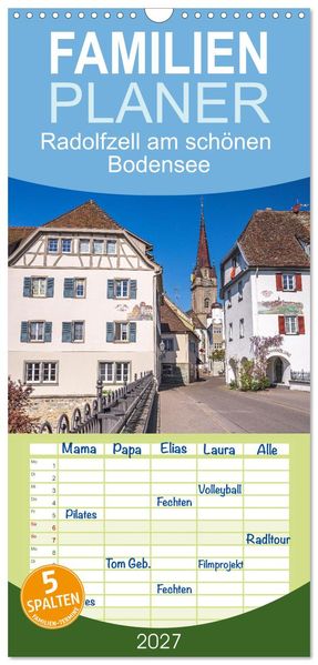 Familienplaner 2027 - Radolfzell am schönen Bodensee mit 5 Spalten (Wandkalender 21 x 45 cm) CALVENDO